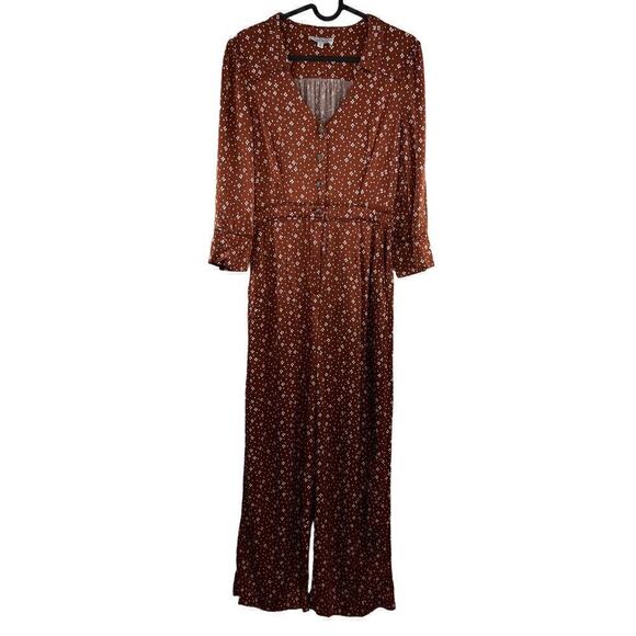 & Other Stories Satin Printed Straight Leg Collar Jumpsuit in Diamond Dot US 6 - Picture 2 of 10